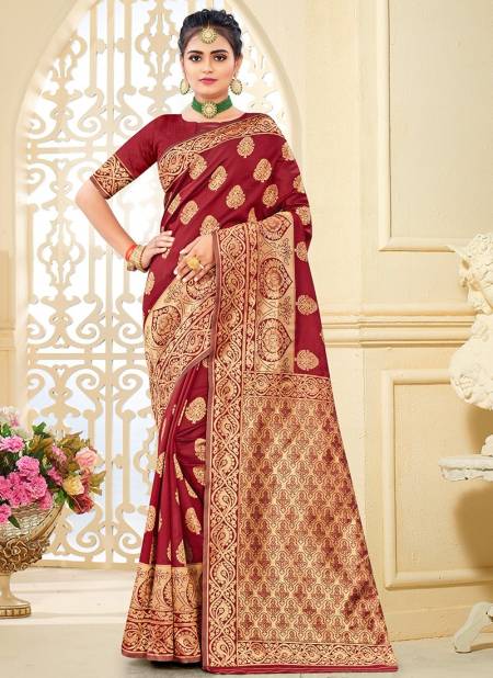 Maroon Colour Santraj New Fancy Wear Latest Banarasi Silk Designer Saree Collection 1017